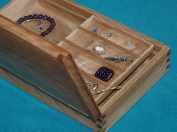 Solid Flame Yellow Birch with Cherry Accents Jewellry Box